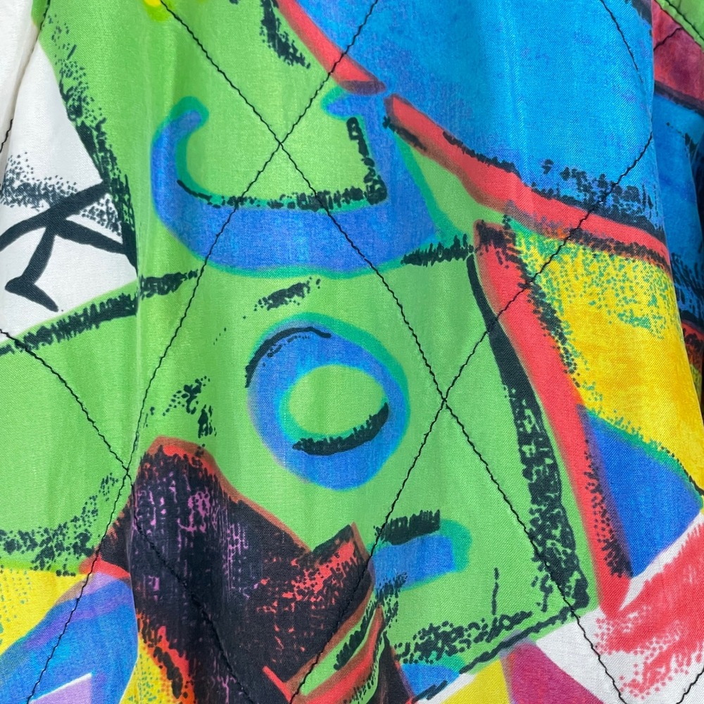 Vintage Robert Stock Silk Bomber Jacket Medium Abstract Graffiti Urban Chic READ - Picture 13 of 16
